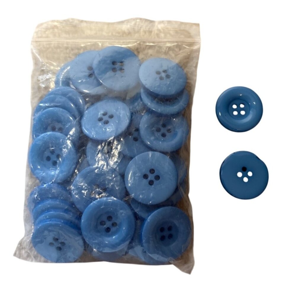 40pcs Light Blue Resin Buttons 25 mm Sewing Craft Accessories 4 Hole